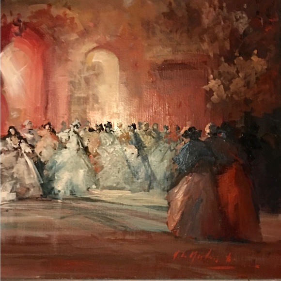 Norberto Martini "Ballo In Mashera" ( Masked Ball ) oil on canvas painti… - Picture 10 of 14